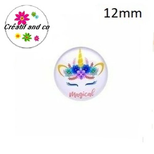 X2 cabochons licorne 12mm