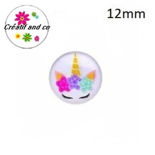 X2 cabochons licorne 12mm