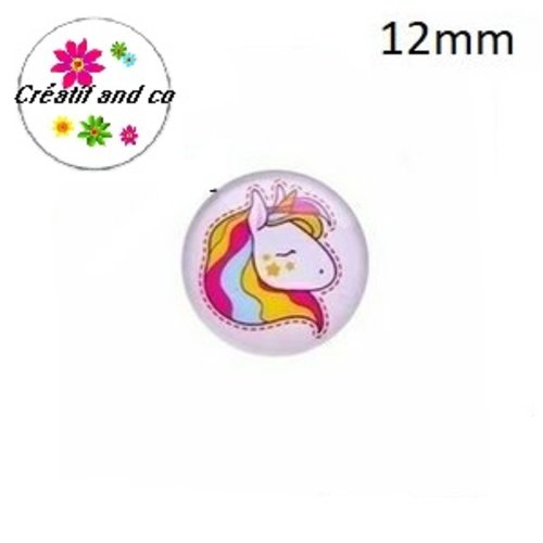 X2 cabochons licorne 12mm