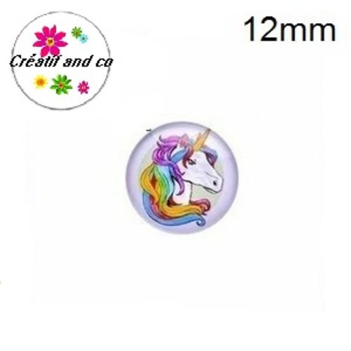 X2 cabochons licorne 12mm
