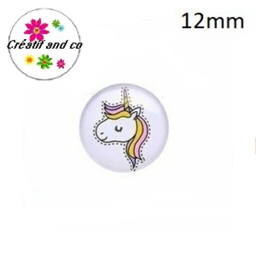 X2 cabochons licorne 12mm