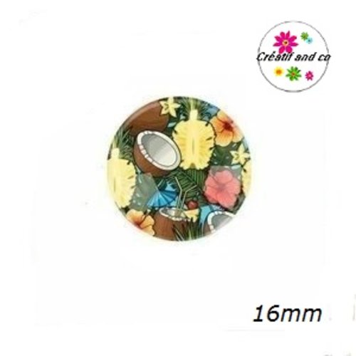 Cabochon fleurs et noix de coco  16mm