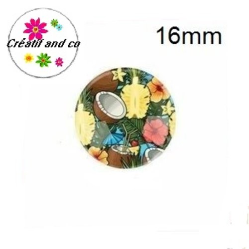 Cabochon fleurs et noix de coco  16mm