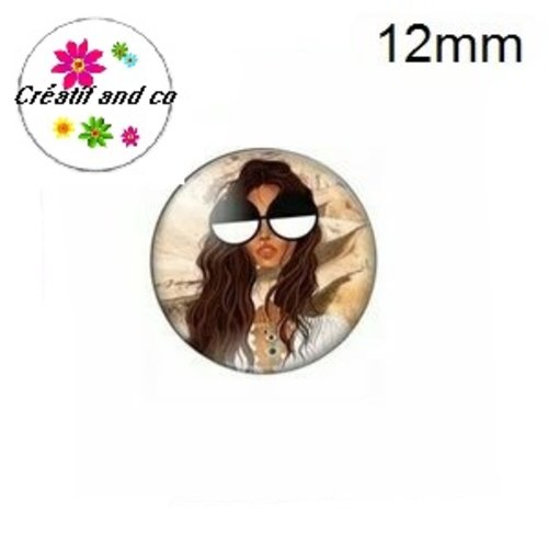X2 cabochons femme grosse lunette 12mm