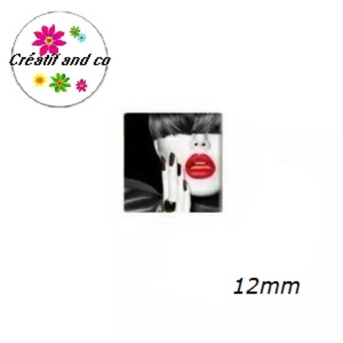 X2 cabochons carrés visage femme 12mm