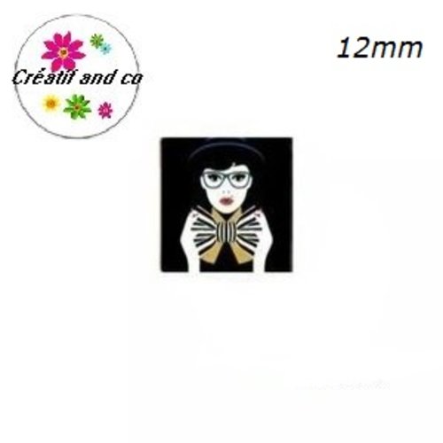 X2 cabochons carrés visage femme 12mm
