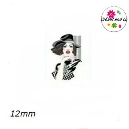 X2 cabochons carrés visage femme 12mm