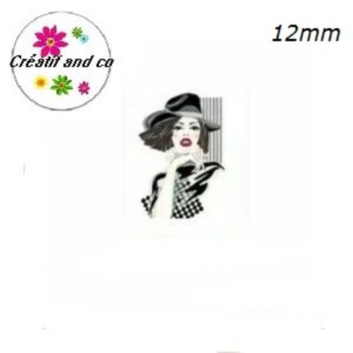 X2 cabochons carrés visage femme 12mm