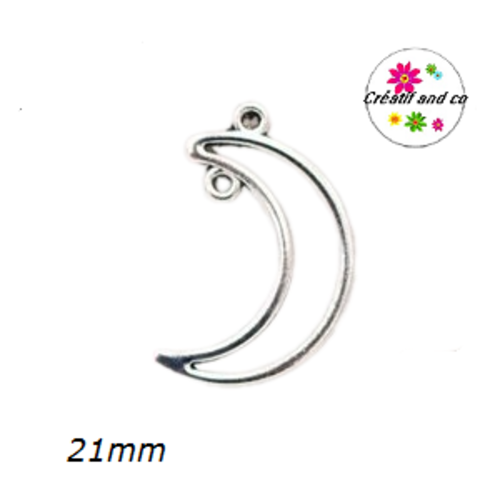 Pendentif lune argentée  21mm