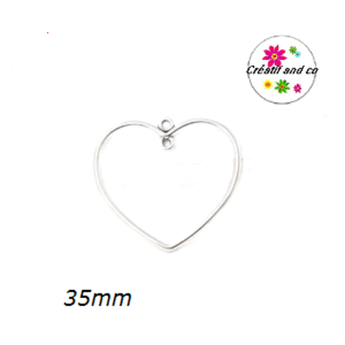 Pendentif coeur argenté 35mm