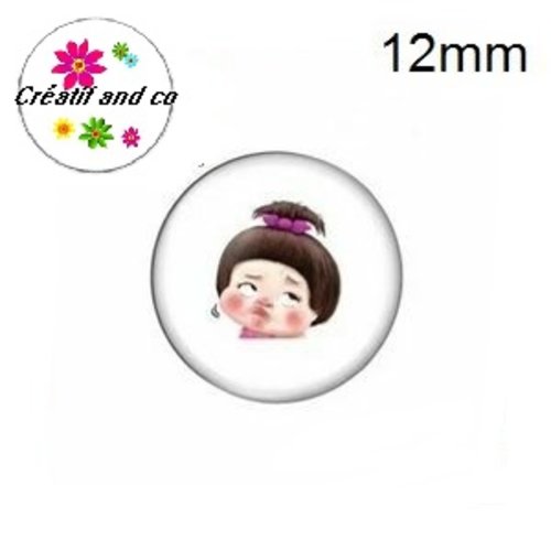 X2 cabochons fille,visage,expression 12mm