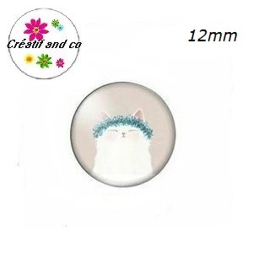 X2 cabochons chat 12mm