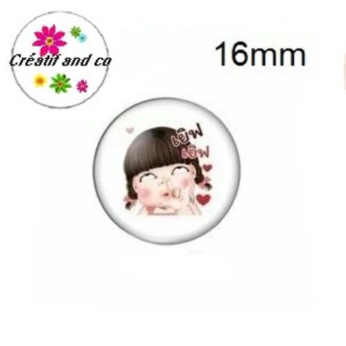 X2 cabochons fille,visage,expression 16mm