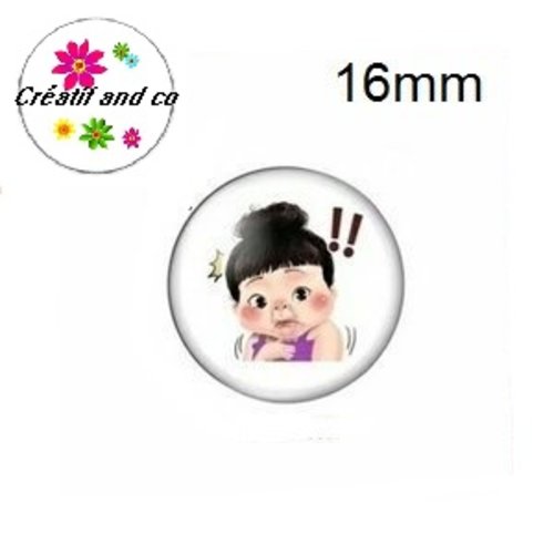 X2 cabochons fille,visage,expression 16mm