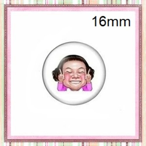 X2 cabochons fille,visage,expression 16mm