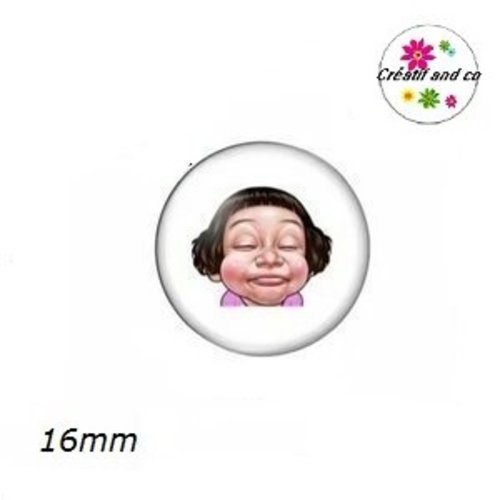 X2 cabochons fille,visage,expression 16mm
