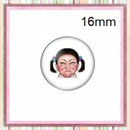 X2 cabochons fille,visage,expression 16mm