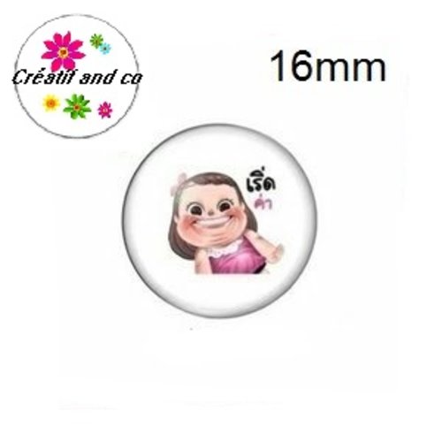X2 cabochons fille,visage,expression 16mm