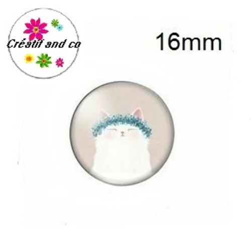 X2 cabochons chat 16mm