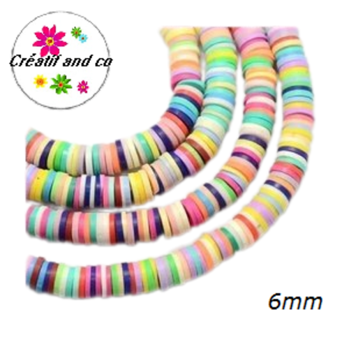 X40 perles disques mix couleur argile boho africain 6mm