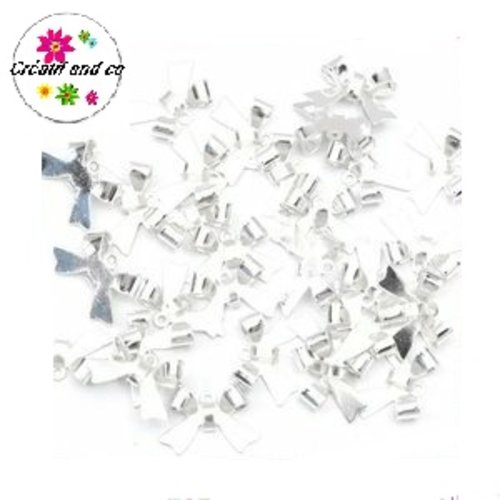 X10 connecteurs noeuds papillon argentés 15x10mm
