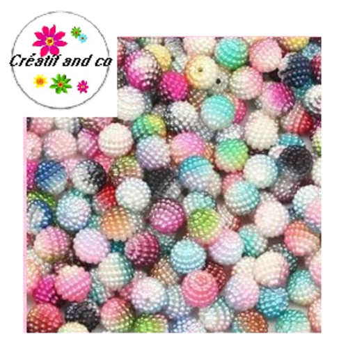 X10 perles rondes acryliques mix couleur 10mm