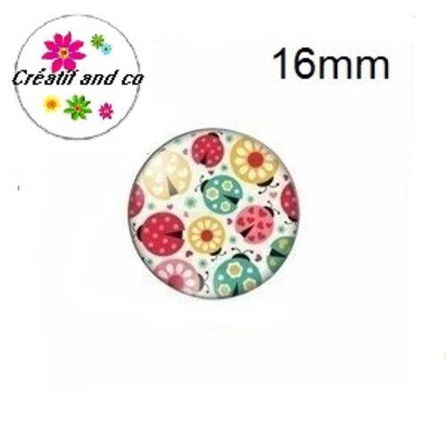 X2 cabochons nuée de coccinelles 16mm