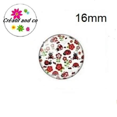 X2 cabochons nuée de coccinelles 16mm