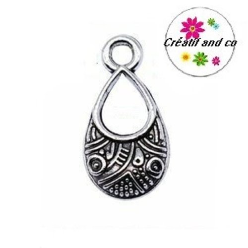 Breloque/pendentif petite goutte d'eau argent tibétain 18mm