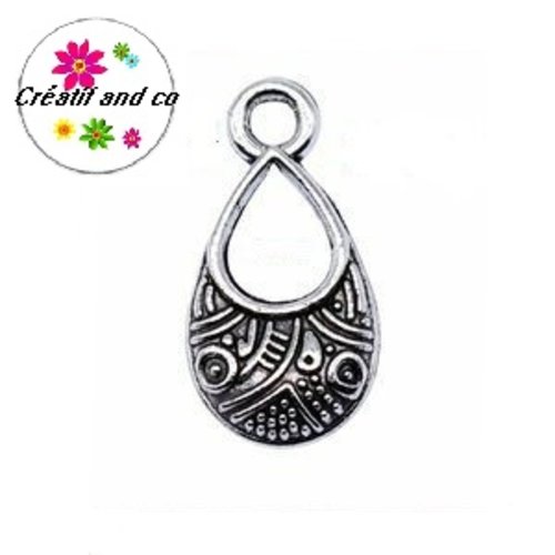 Breloque/pendentif petite goutte d'eau argent tibétain 18mm