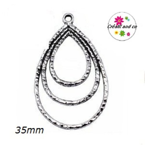 Pendentif triple goutte argent tibétain 35mm