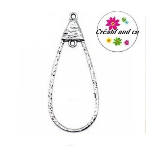 Pendentif goutte argentée  51mm