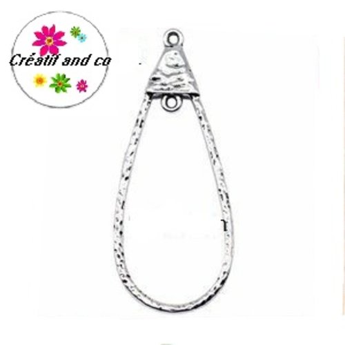Pendentif goutte argentée  51mm