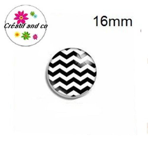 X2 cabochons noir et blanc 16mm