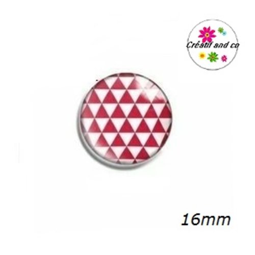 X2 cabochons rouges et blancs 16mm