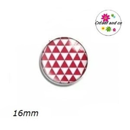X2 cabochons rouges et blancs 16mm