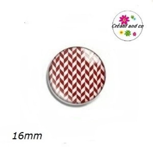 X2 cabochons rouges et blancs 16mm