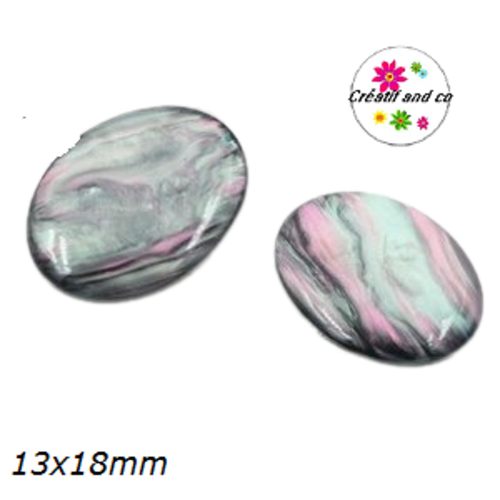 X2 cabochons ovales irisés résine 13x18mm