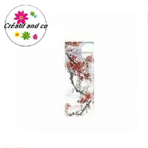 X2 cabochons rectangles arbre chinois 10x25mm