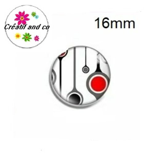 X2 cabochons noir,blanc et rouge 16mm