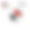 X2 cabochons noir,blanc et rouge 16mm