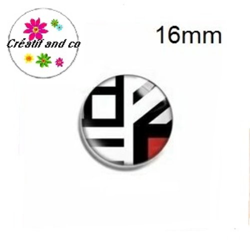 X2 cabochons noir,blanc et rouge 16mm