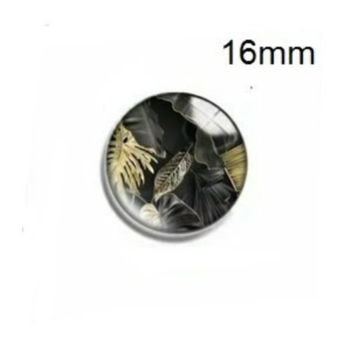 X2 cabochons feuille tropicale or 16mm