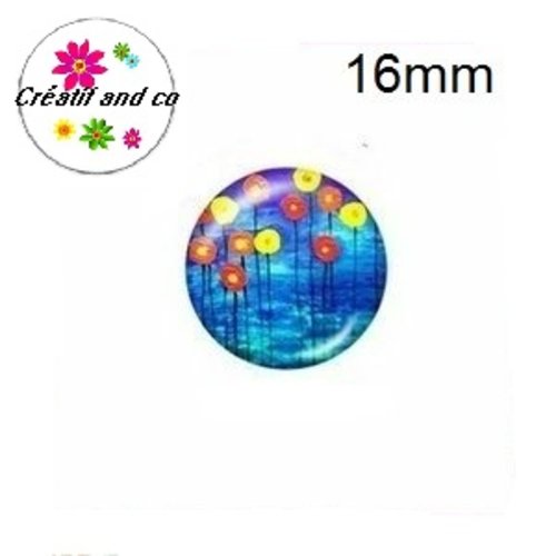X2 cabochons fleurs 16mm