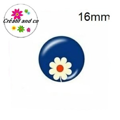 X2 cabochons fleur blanche 16mm