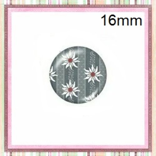 X2 cabochons fleurs blanches 16mm