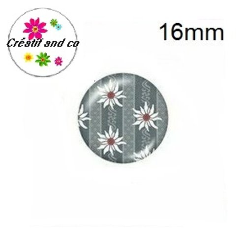 X2 cabochons fleurs blanches 16mm