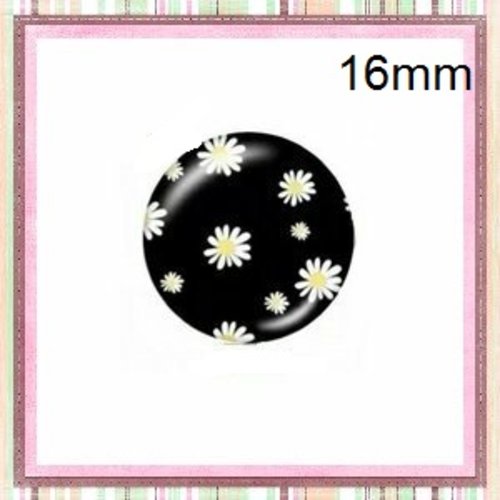 X2 cabochons fleurs blanches 16mm