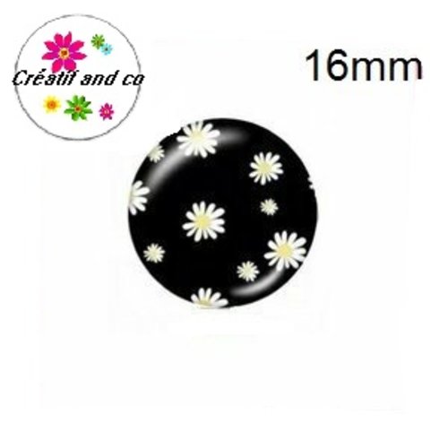 X2 cabochons fleurs blanches 16mm