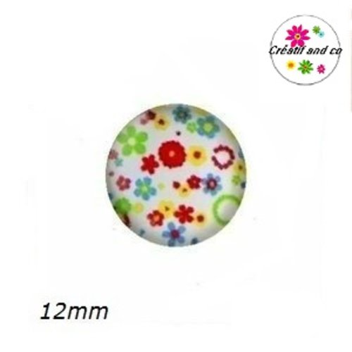 X2 cabochons fleuris 12mm